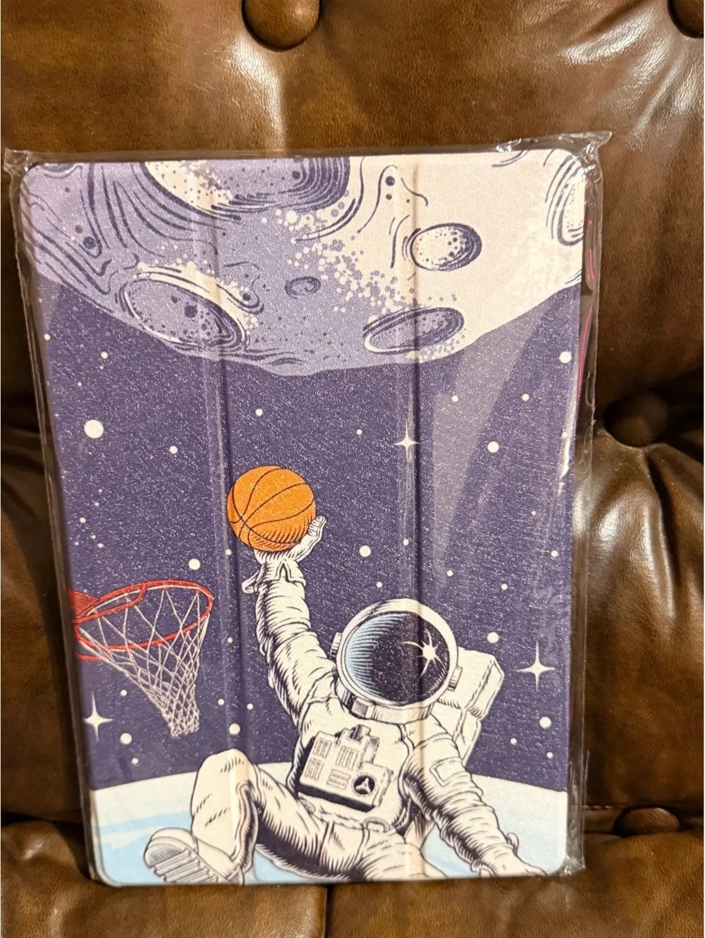 Space-Themed iPad Case with Astronaut and Moon Design, Fits 13.2-inch Tablet